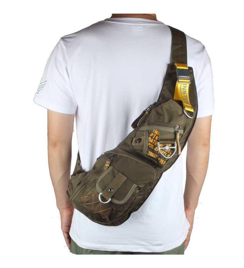Innturt Nylon Sling Bag Backpack Shoulder Bag Daypack Large Army Green - Image 5
